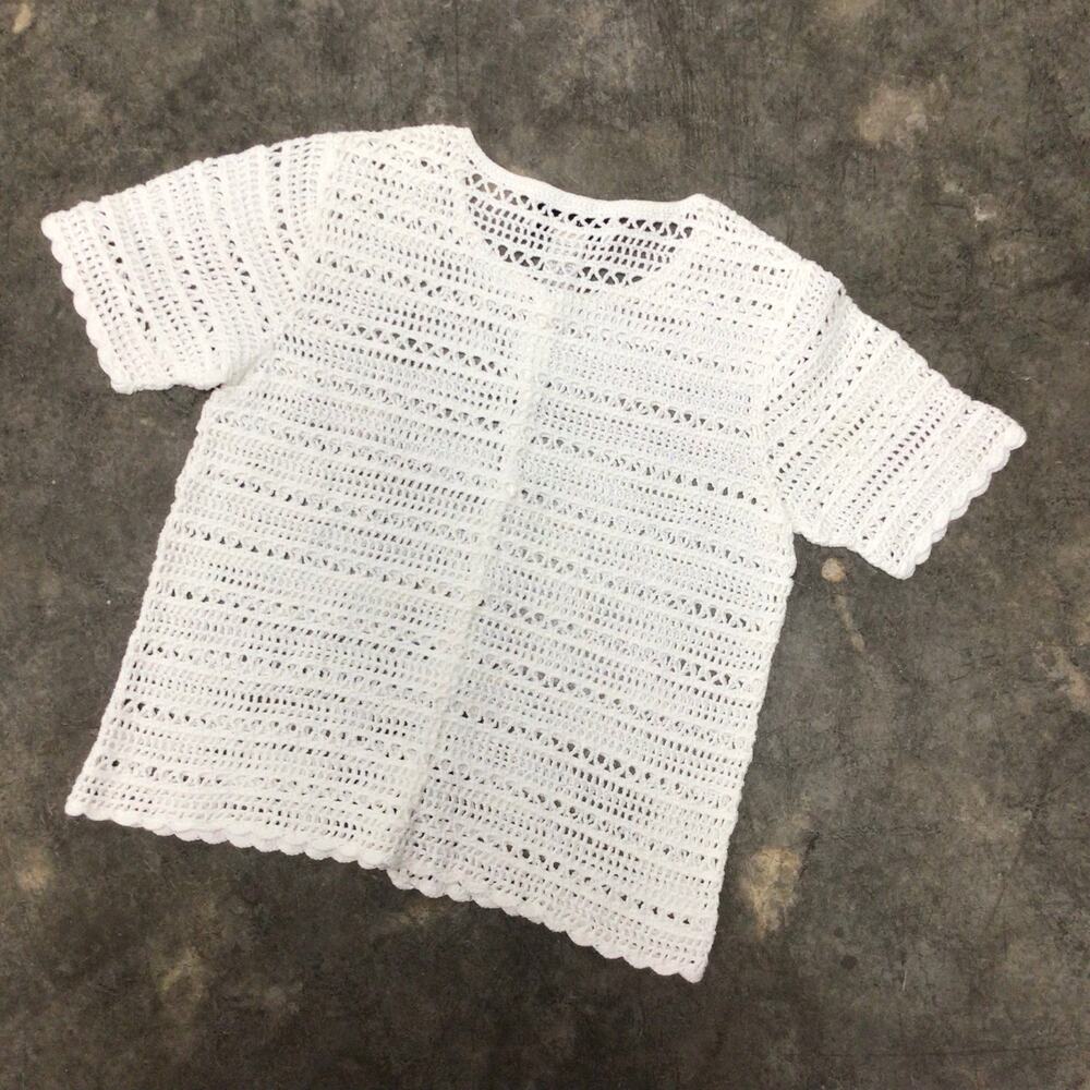 Hampshire Studio white crochet cardigan women’s size PS.
